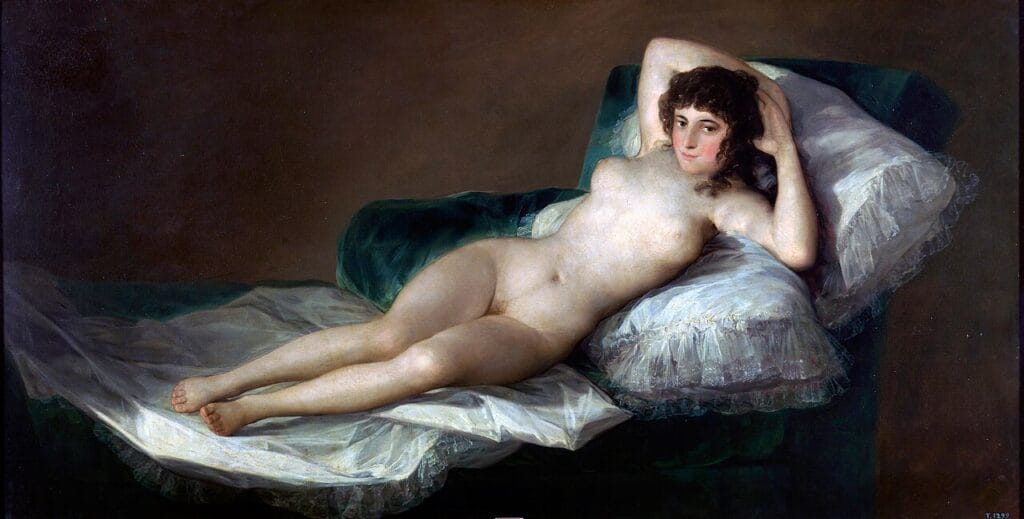Francisco Goya — “The Nude Maja” (1797–1800), a famous work of Spanish painting.