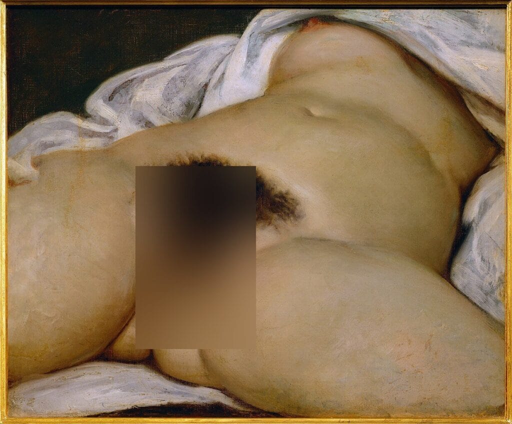 Gustave Courbet — “The Origin of the World” (1866), a controversial work of French Realism, censored version