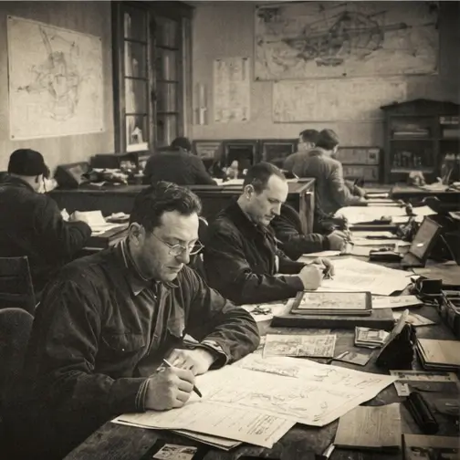 Engineers in military uniforms working during the process.