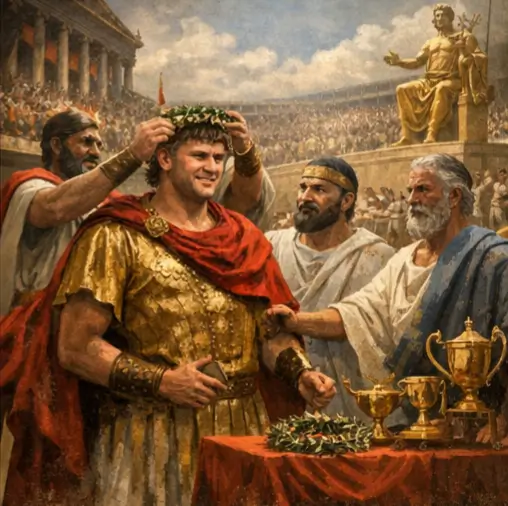 Нерон получает награду на Олимпийских играх.