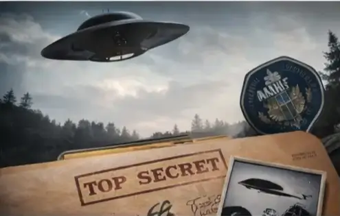 Неопознанный летающий объект в небе, секретные материалы