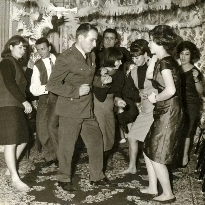 Glamorous life in Iran in the 1960s, young people dancing