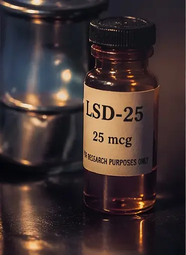 A vial labeled LSD.
