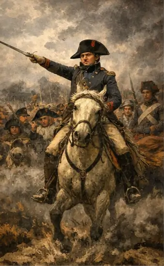 Napoleon Bonaparte giving orders during battle