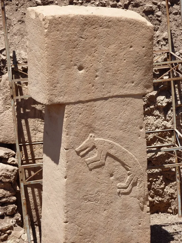 An animal depiction carved on a T-shaped pillar at Gobekli Tepe.