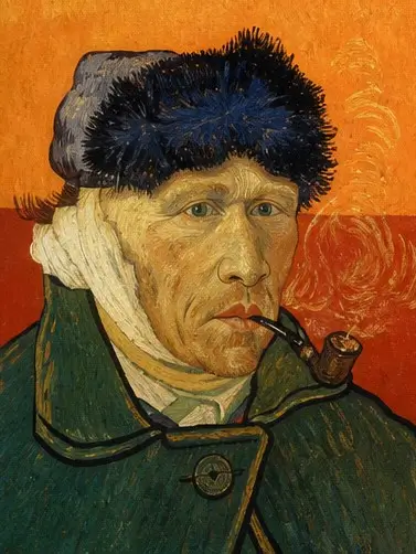 Vincent van Gogh’s self-portrait with a bandaged ear.