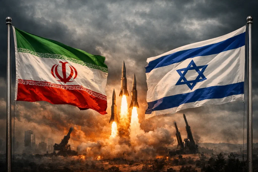 Iran–Israel confrontation themed image