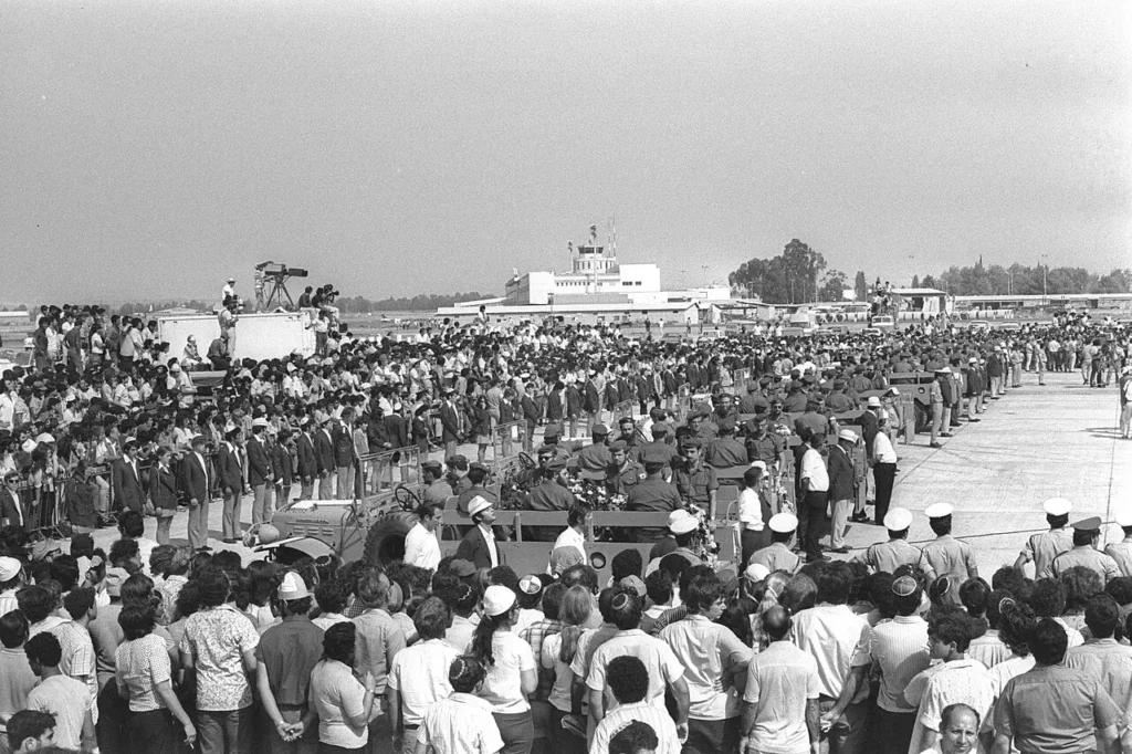 Похоронная церемония жертв теракта на Олимпиаде в Мюнхене 1972 года.