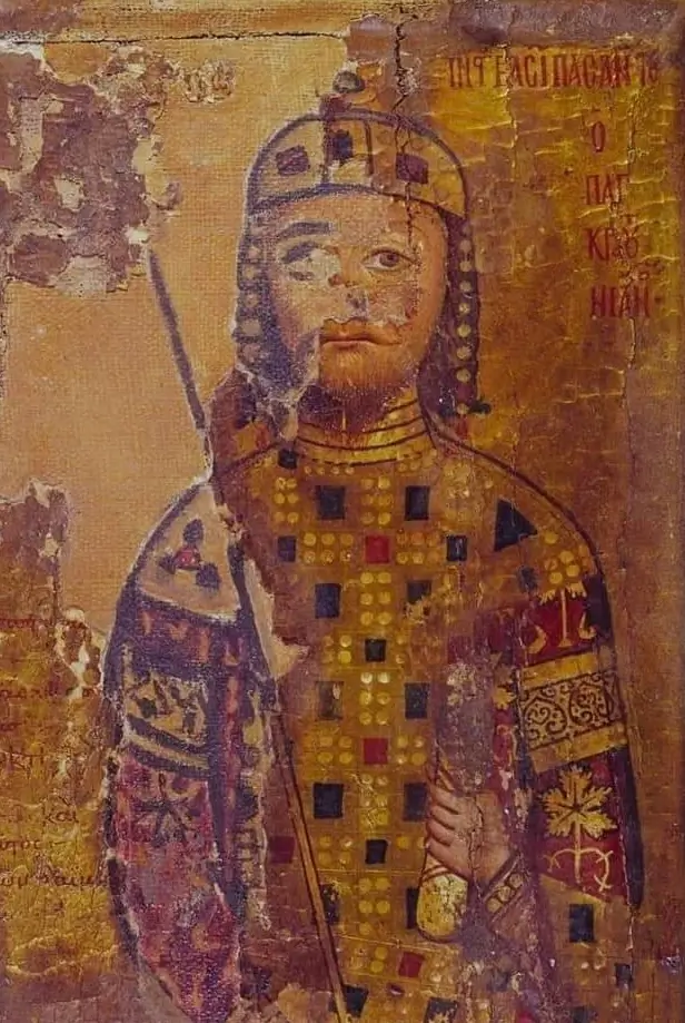 Detail of an icon depicting King David IV the Builder at Saint Catherine's Monastery, Mount Sinai.