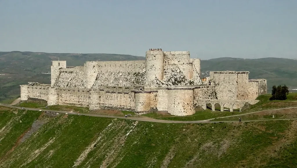 Krak des Chevaliers castle in Syria, one of the best-preserved medieval Crusader fortresses