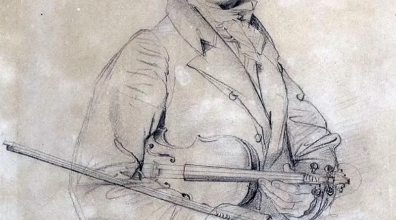 Historical portrait of Niccolò Paganini, Italian violinist, composer, and one of the greatest virtuosos of the 19th century.