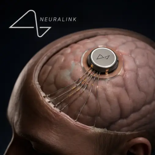 Concept illustration of a neural brain implant.