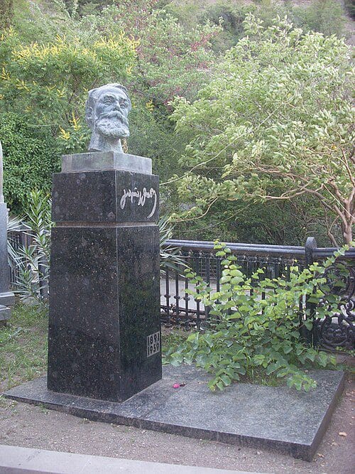 The grave of Galaktion Tabidze at the Mtatsminda Pantheon in Tbilisi, Georgia.