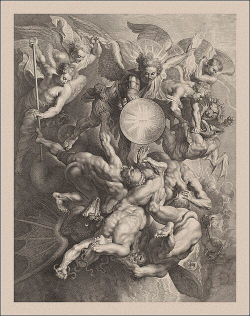 The Fall of the Rebel Angels, 1621 engraving after Peter Paul Rubens