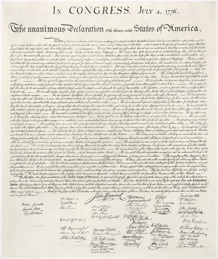 Декларация независимости США — факсимиле Уильяма Дж. Стоуна, 1823 год