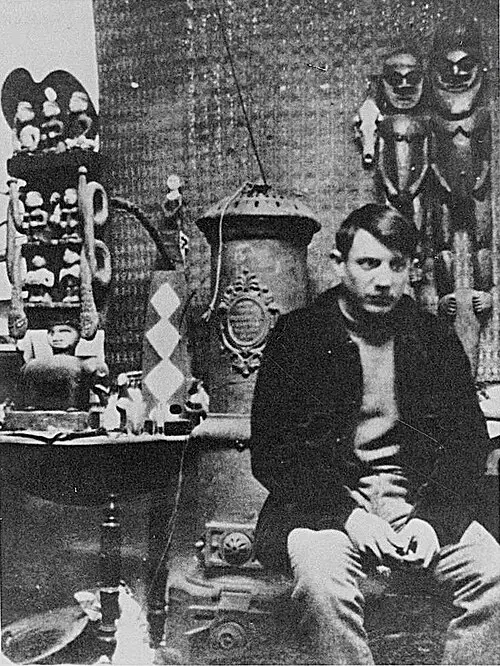 Pablo Picasso working in his studio