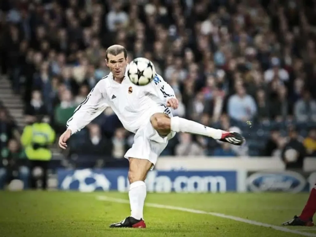 Zinedine Zidane scoring against Bayer Leverkusen in the 2002 Champions League final