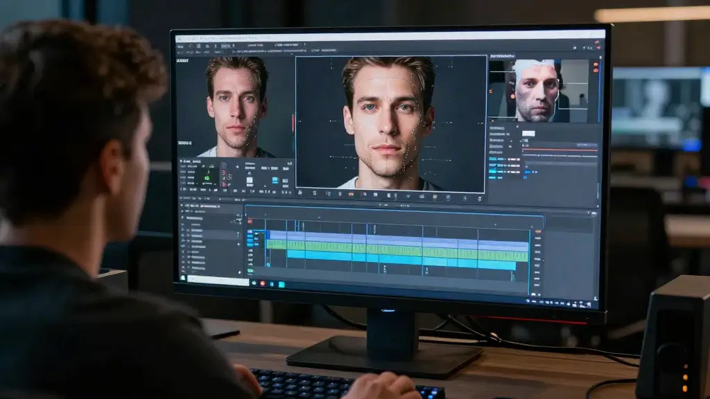 Digital face manipulation on a computer