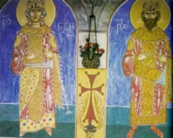 მირიან მეფისა და ნანა დედოფლის გამოსახულება ფრესკაზე მირიან მეფისა და ნანა დედოფლის გამოსახულება ფრესკაზე სამთავროშ